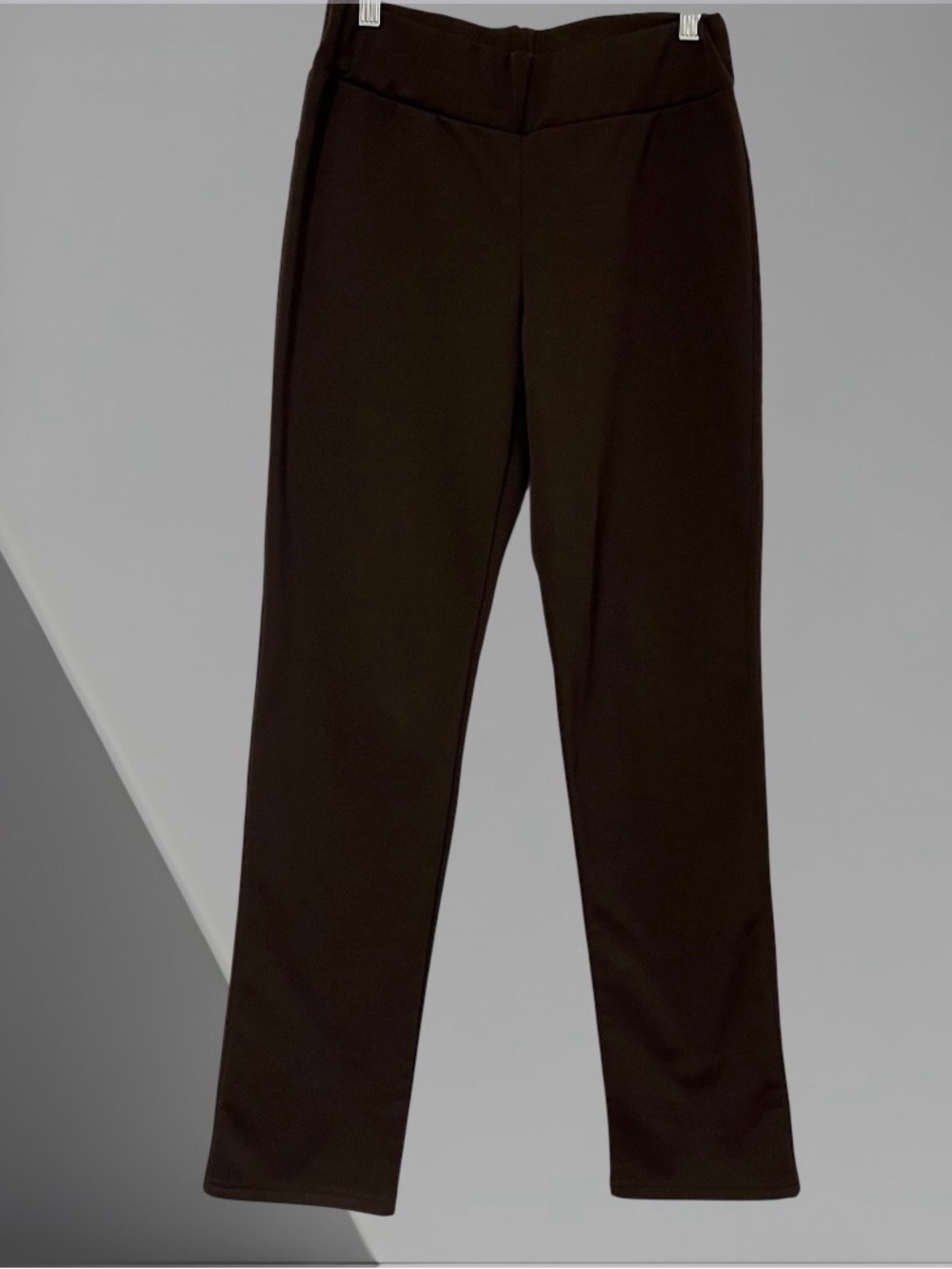 ANNINA Made in Korea Dark Brown Women's Straight-Leg Elastic Waist Pants Size L